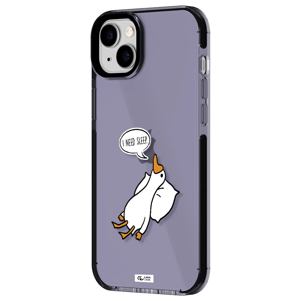 a cartoon of a duck with a pillow Apple iPhone 14 plus impact Lilac Case