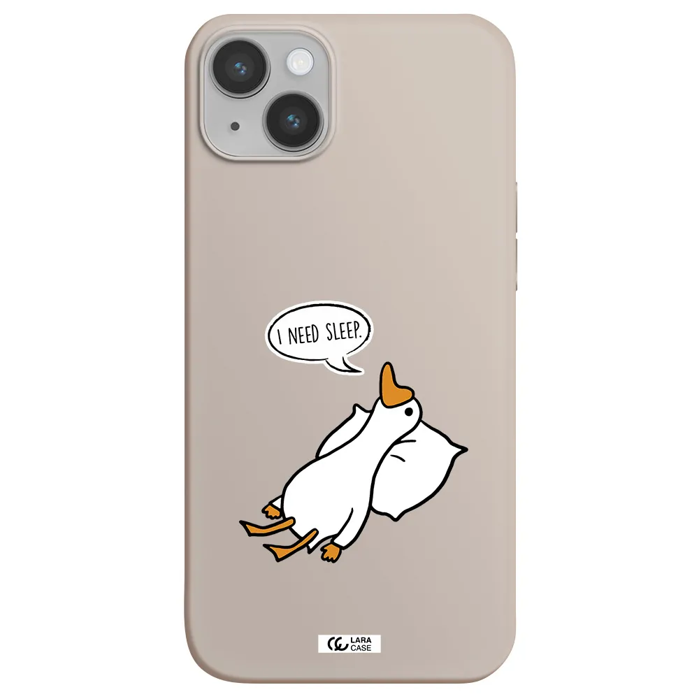 a cartoon of a duck with a pillow Apple iPhone 14 plus Silicone Stone Case