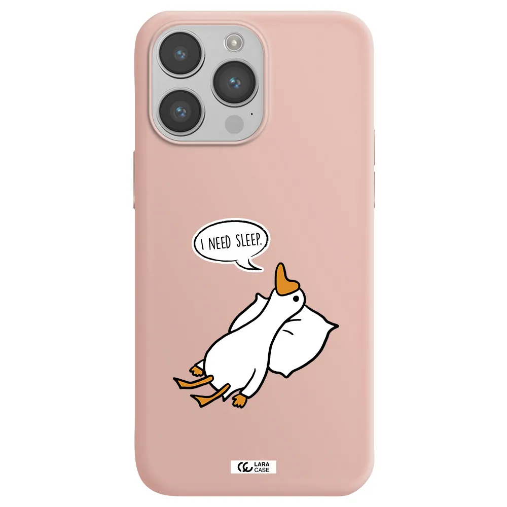 a cartoon of a duck with a pillow Apple iPhone 14 pro max Silicone pastel pink Case