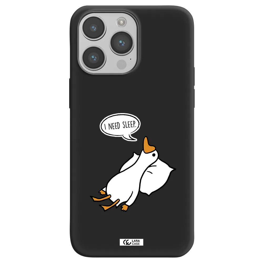 a cartoon of a duck with a pillow Apple iPhone 14 pro Silicone black Case