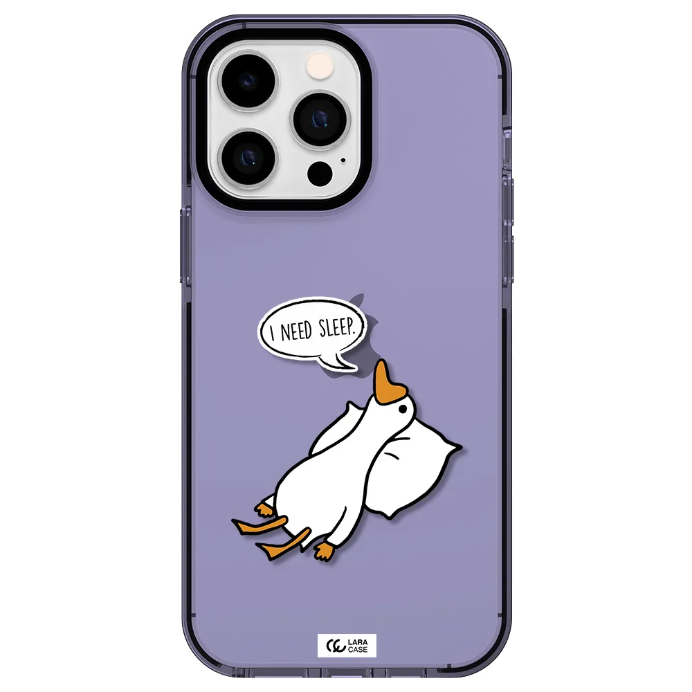 a cartoon of a duck with a pillow Apple iPhone 15 Pro Max impact Lilac Case