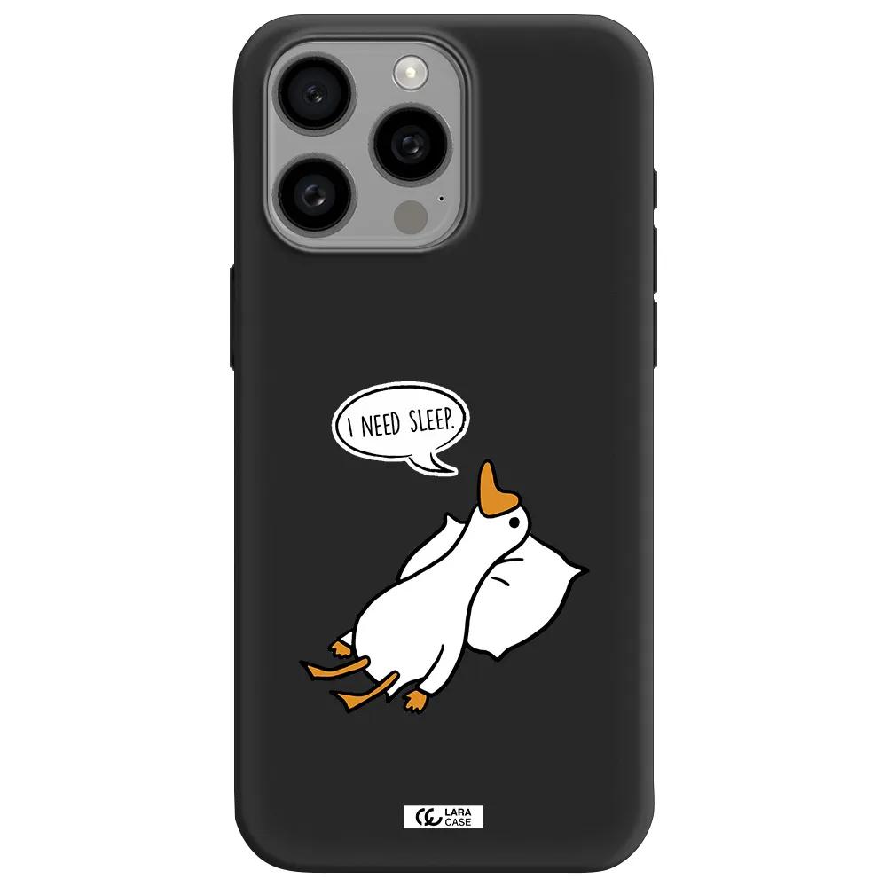 a cartoon of a duck with a pillow Apple Iphone 15 Pro max Silicone black Case