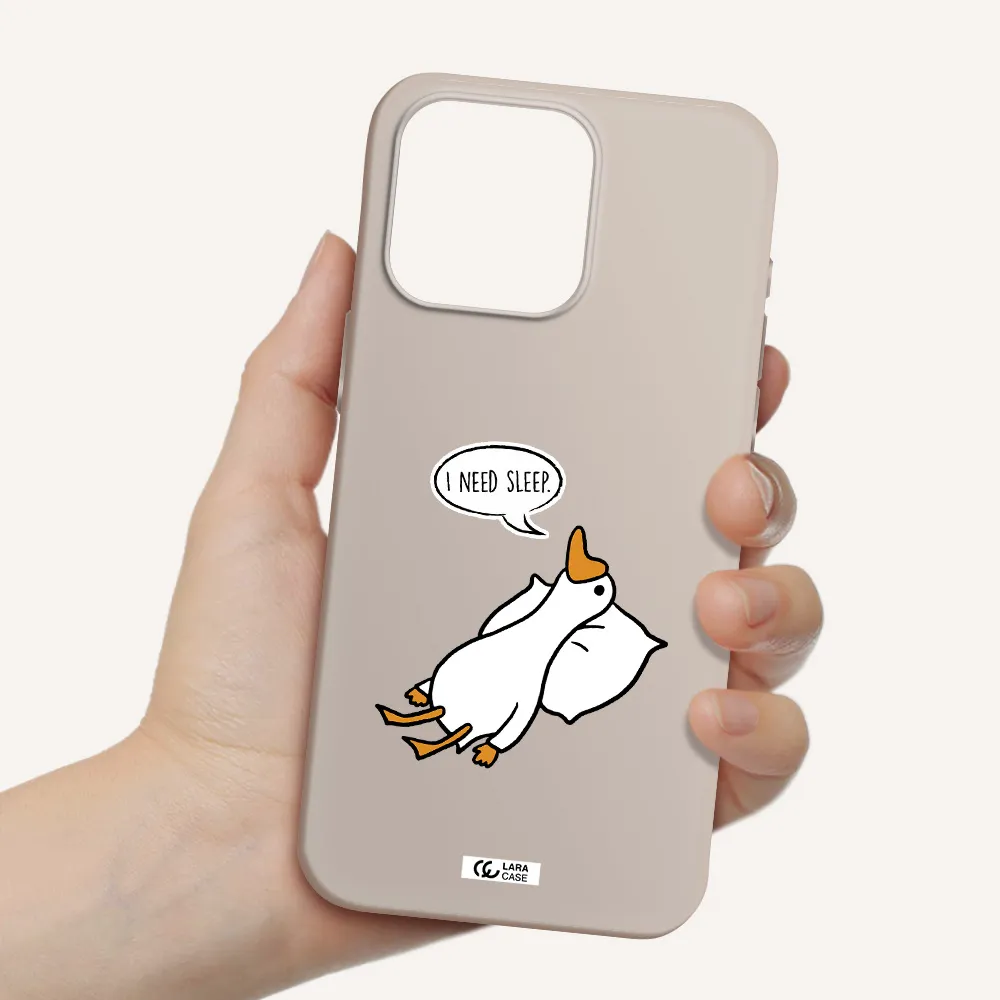 a cartoon of a duck with a pillow Apple Iphone 15 Pro max Silicone Stone Case