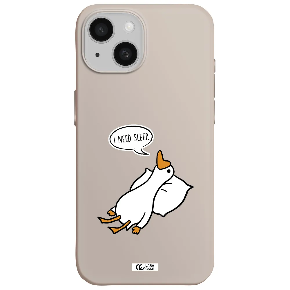 a cartoon of a duck with a pillow Apple iPhone 15 Silicone Stone Case
