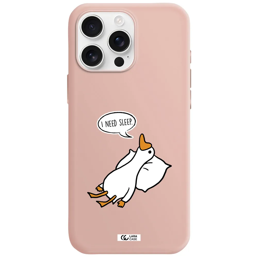 A Cartoon Of A Duck With A Pillow Apple Iphone 16 Pro Max Silicone Pastel Pink Case