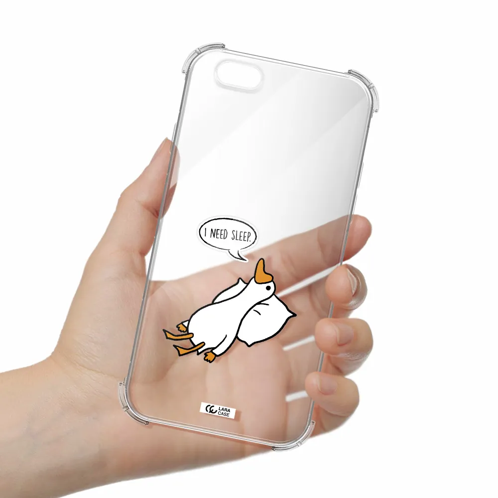 a cartoon of a duck with a pillow Apple iPhone 6 Clear PC Case