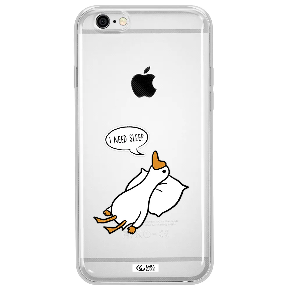a cartoon of a duck with a pillow Apple iPhone 6 Clear TPU Case