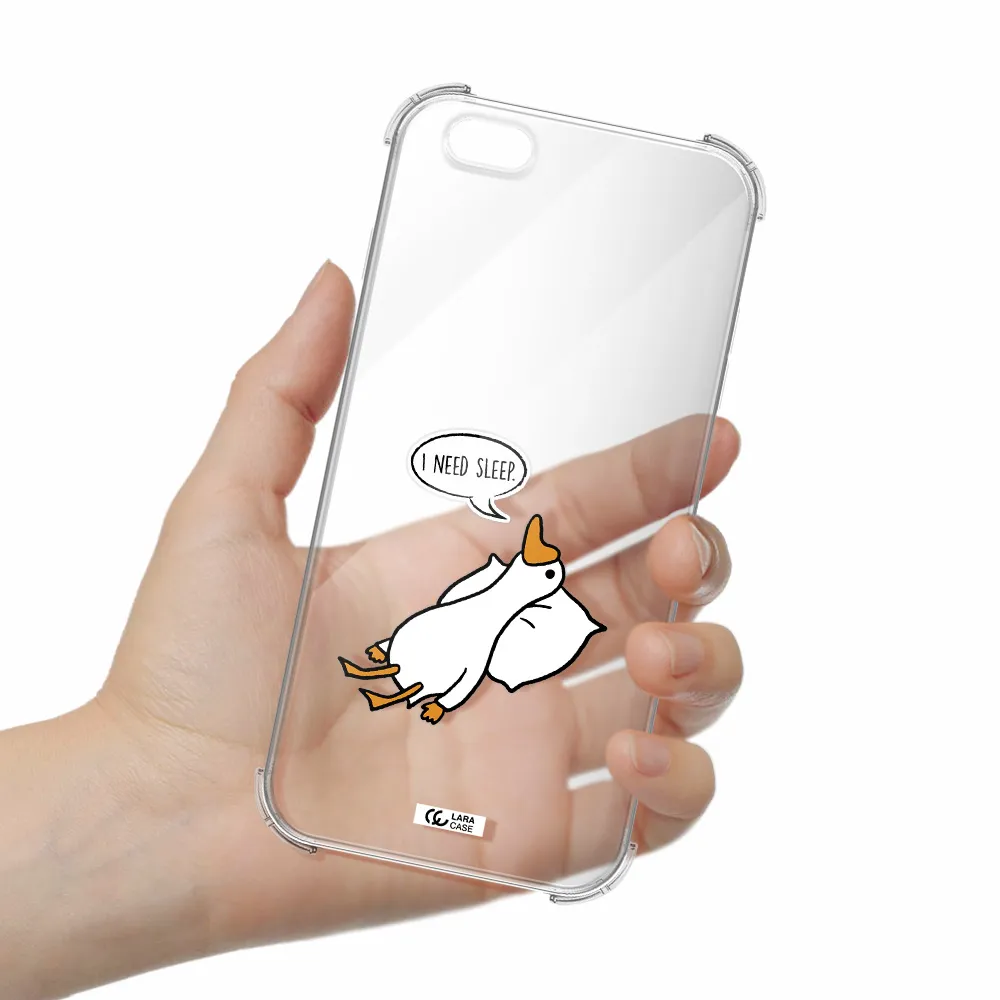 a cartoon of a duck with a pillow Apple iPhone 6 plus Clear PC Case