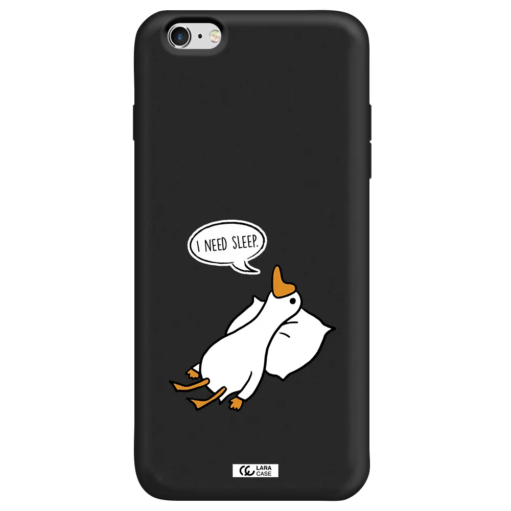 a cartoon of a duck with a pillow Apple iPhone 6 plus Silicone black Case