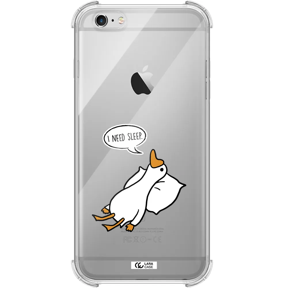 a cartoon of a duck with a pillow Apple iPhone 6 s plus Clear PC Case