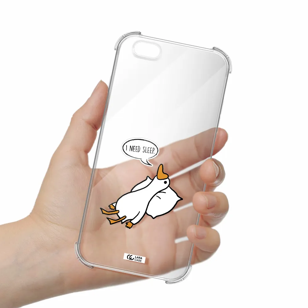 a cartoon of a duck with a pillow Apple iPhone 6 s plus Clear PC Case