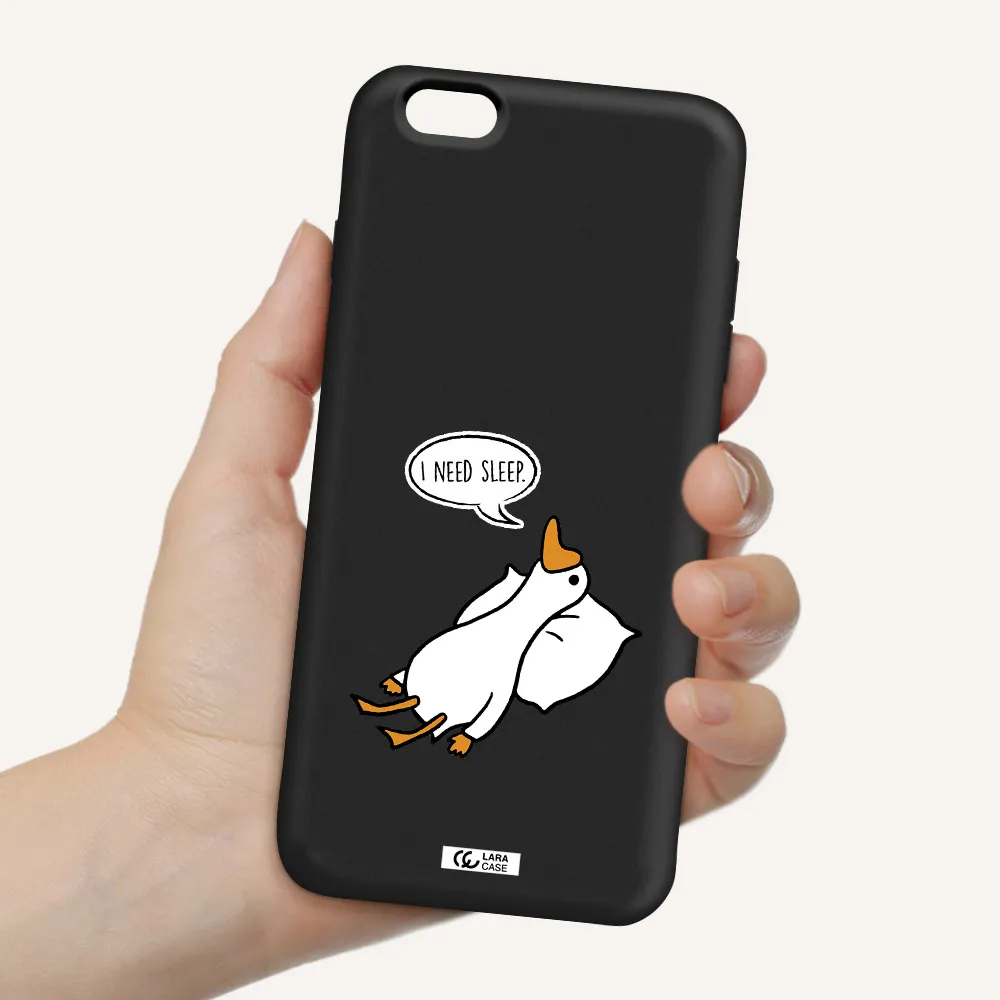 a cartoon of a duck with a pillow Apple iPhone 6 s plus Silicone black Case