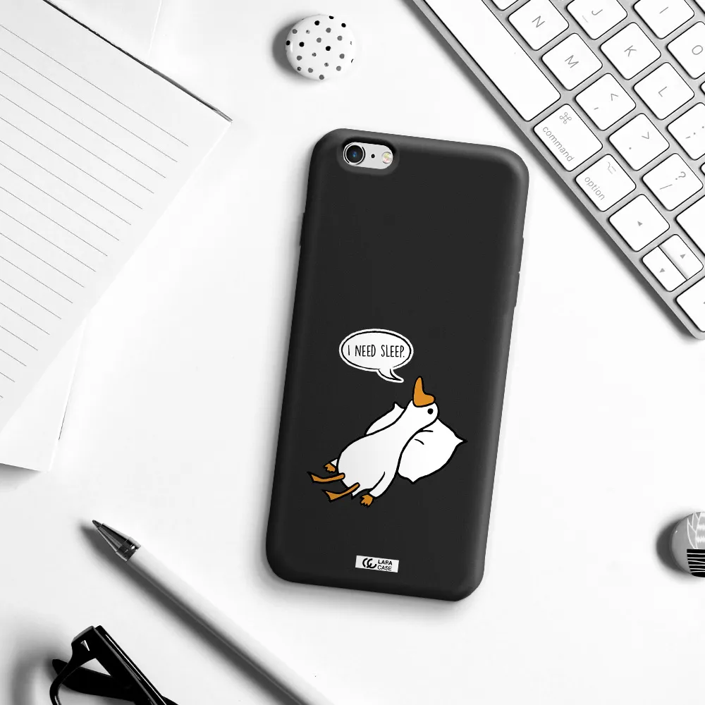 a cartoon of a duck with a pillow Apple iPhone 6 s plus Silicone black Case