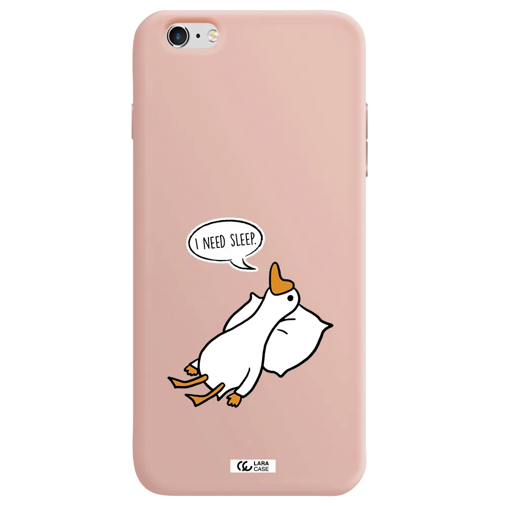 a cartoon of a duck with a pillow Apple iPhone 6 s plus Silicone pastel pink Case