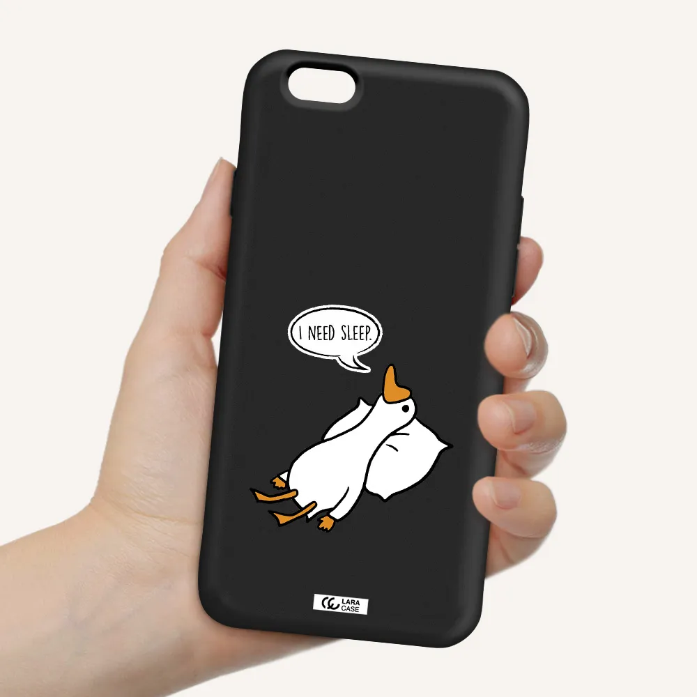 a cartoon of a duck with a pillow Apple iPhone 6 Silicone black Case