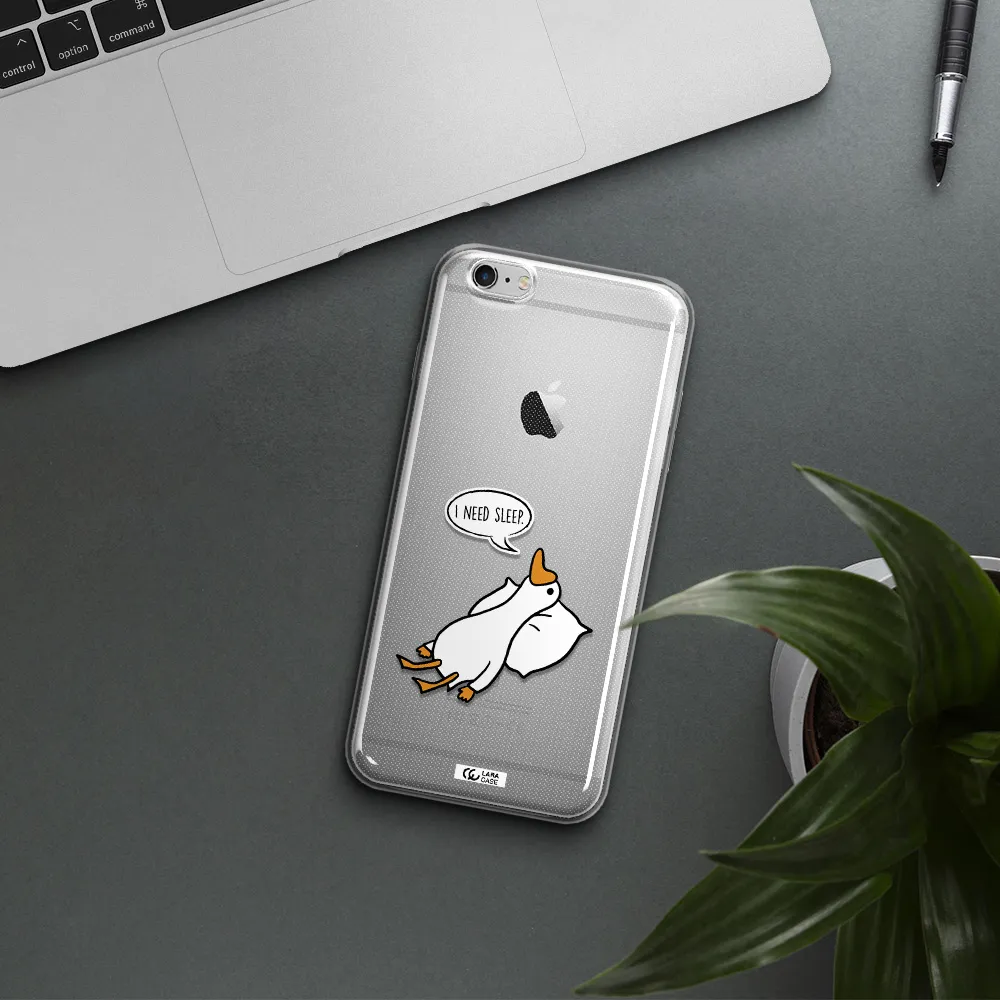 a cartoon of a duck with a pillow Apple iPhone 6S Clear TPU Case