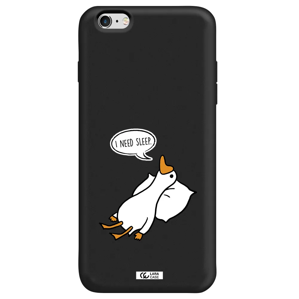 a cartoon of a duck with a pillow Apple iPhone 6S Silicone black Case
