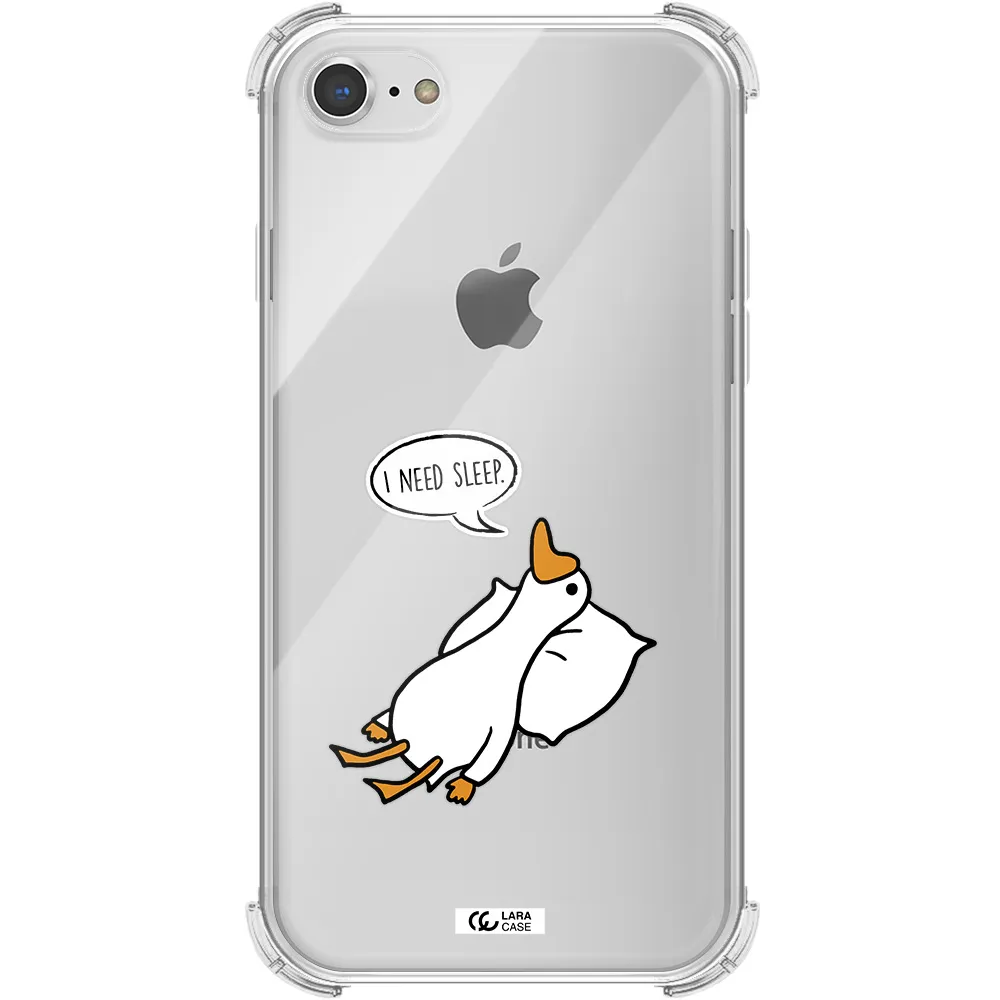 a cartoon of a duck with a pillow Apple iPhone 7 Clear PC Case