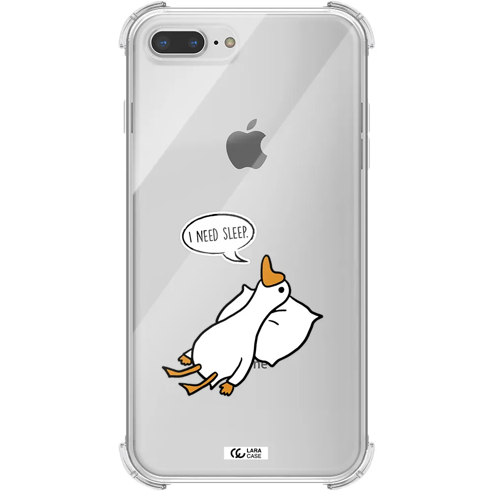 a cartoon of a duck with a pillow Apple iPhone 7 plus Clear PC Case