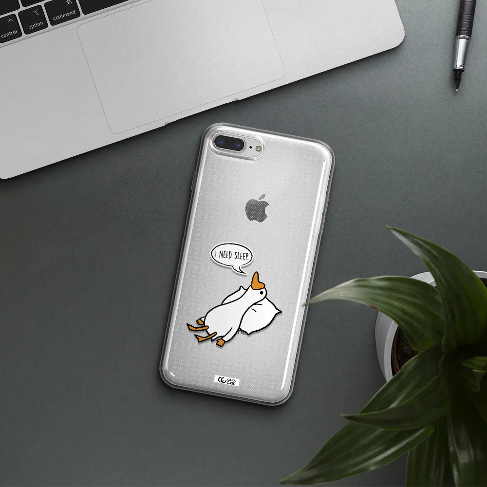 a cartoon of a duck with a pillow Apple iPhone 7 plus Clear TPU Case