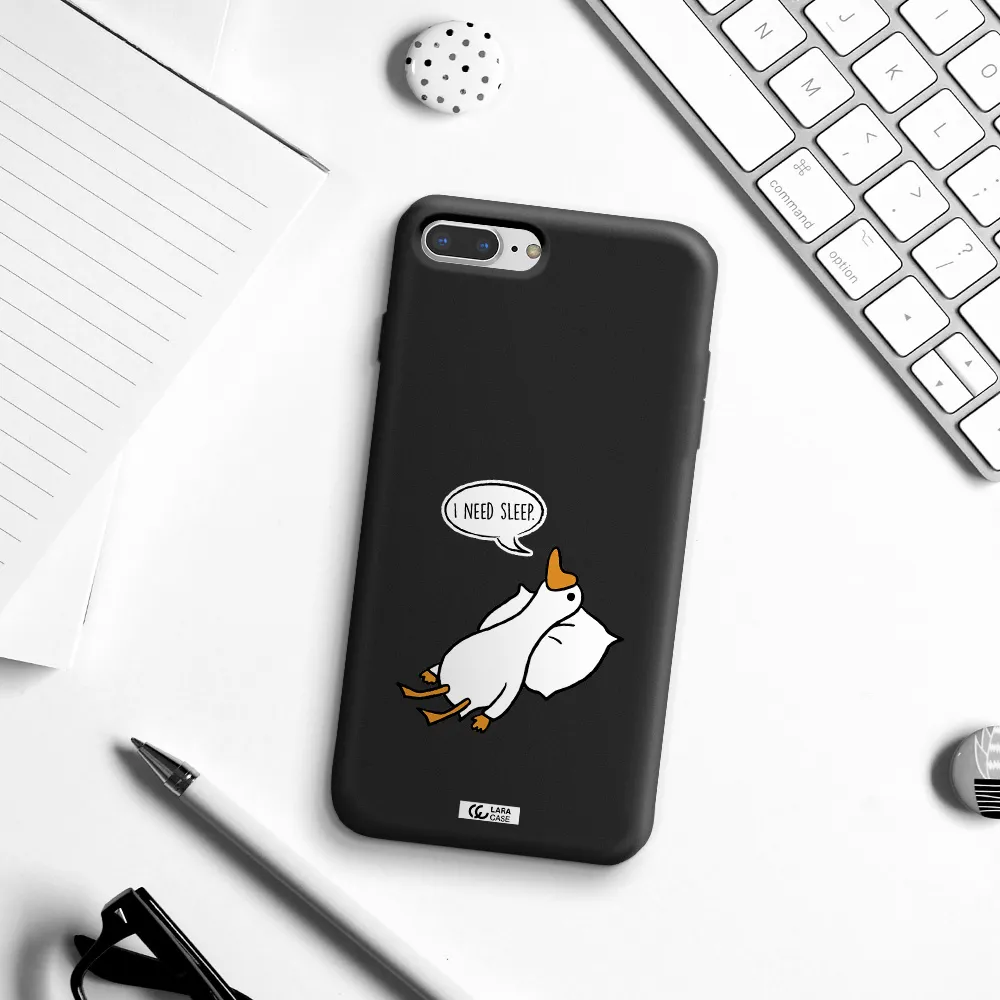 a cartoon of a duck with a pillow Apple iPhone 8 plus Silicone black Case