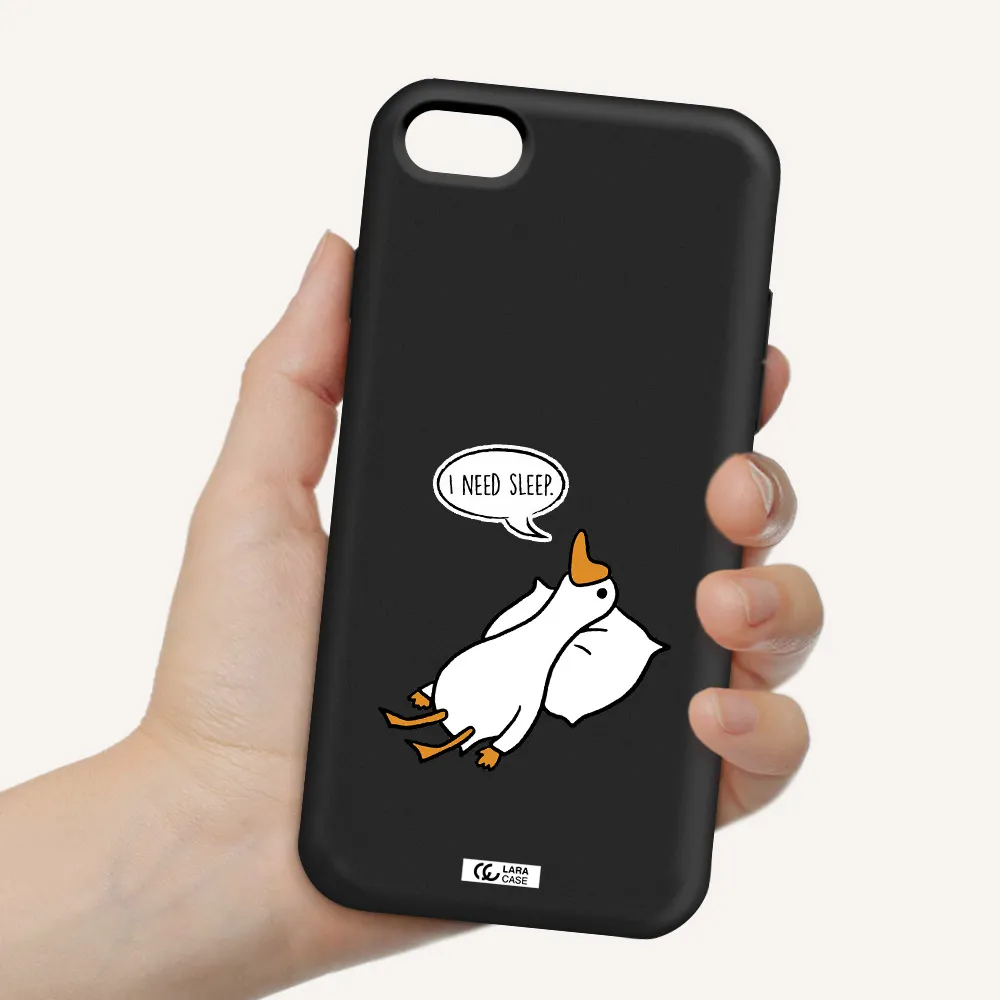 a cartoon of a duck with a pillow Apple iPhone 8 Silicone black Case