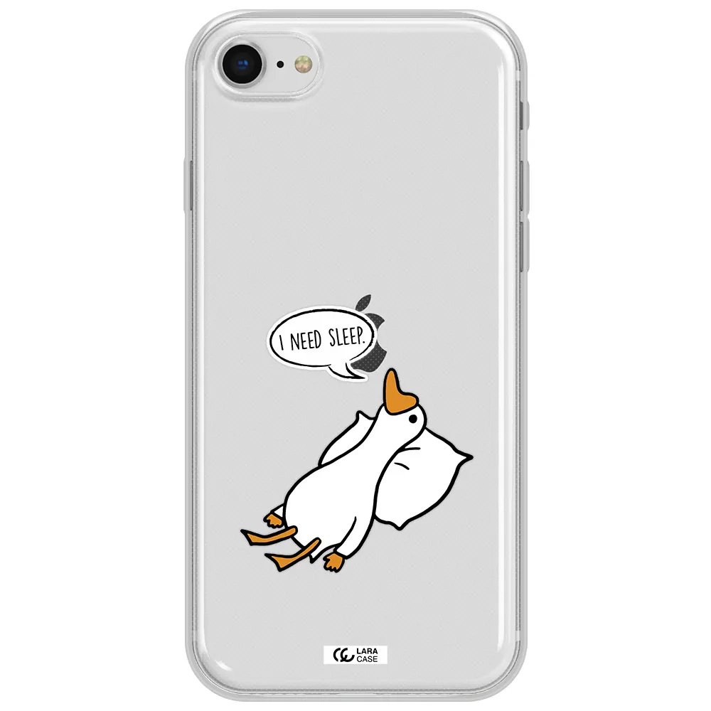 A Cartoon Of A Duck With A Pillow Apple Iphone Se 2020 Clear Tpu Case