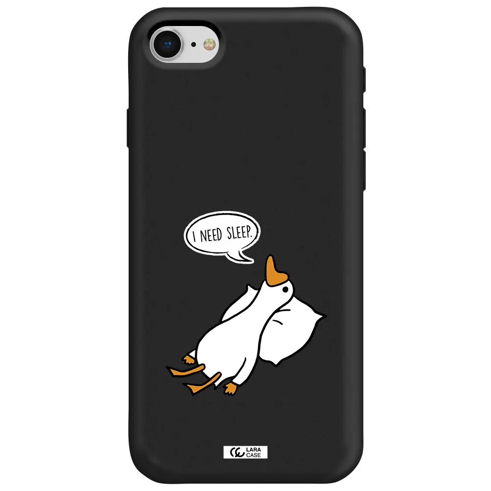 a cartoon of a duck with a pillow Apple iPhone se 2020 Silicone black Case