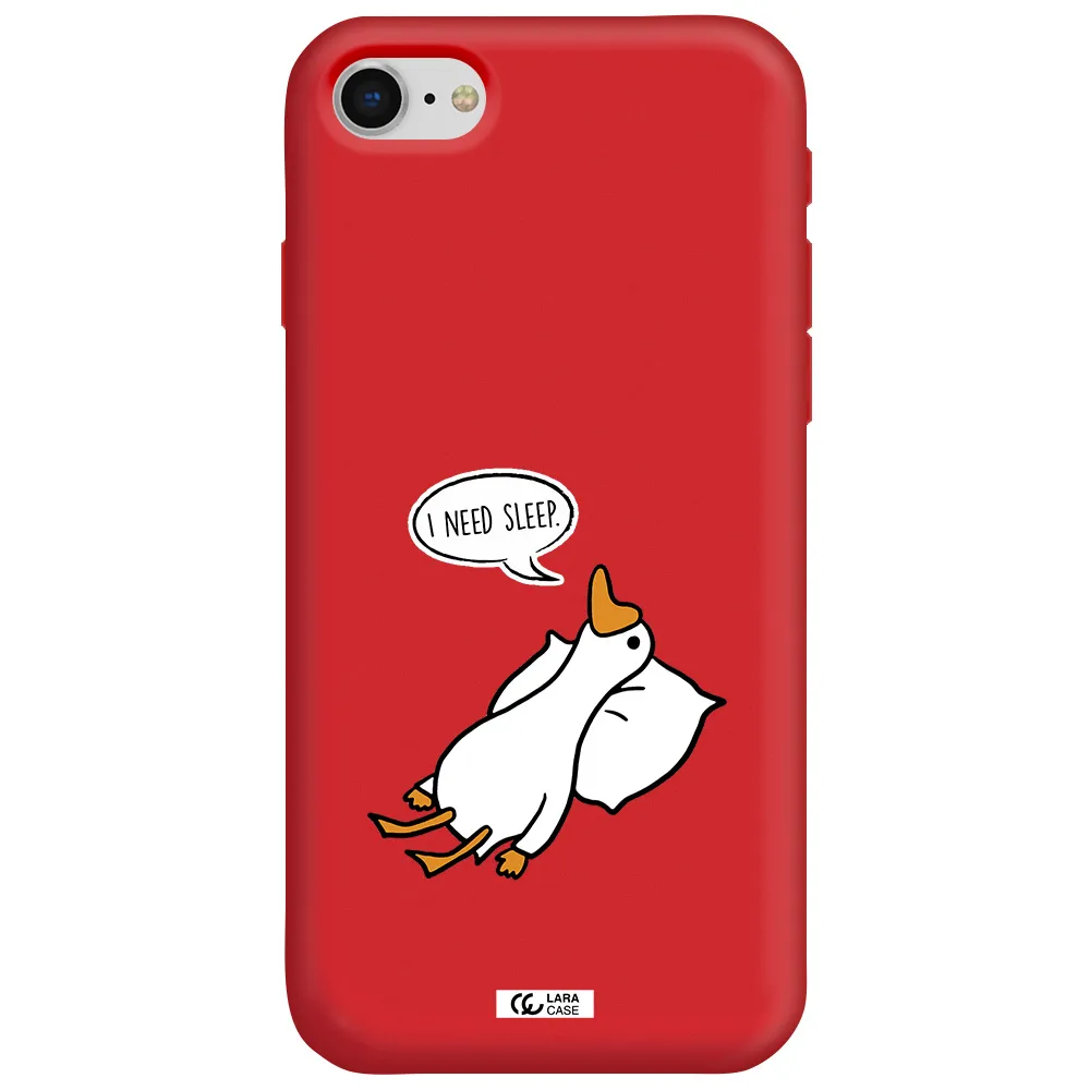 a cartoon of a duck with a pillow Apple iPhone se 2020 Silicone Imperial Red Case
