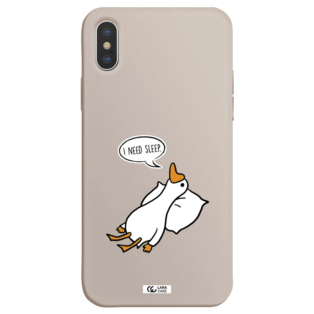 a cartoon of a duck with a pillow Apple iPhone X Silicone Stone Case