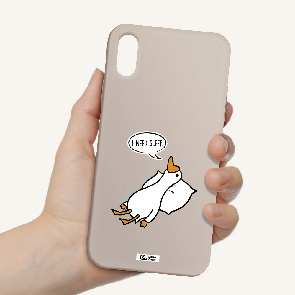 a cartoon of a duck with a pillow Apple iPhone X Silicone Stone Case