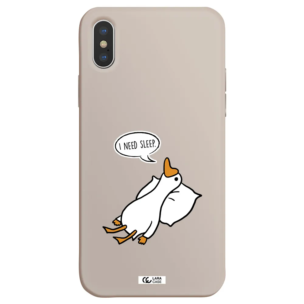 a cartoon of a duck with a pillow Apple iPhone XS Silicone Stone Case