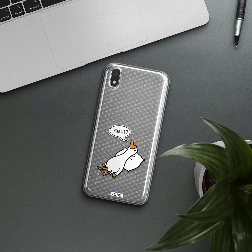 a cartoon of a duck with a pillow Huawei Honor 8S Clear TPU Case