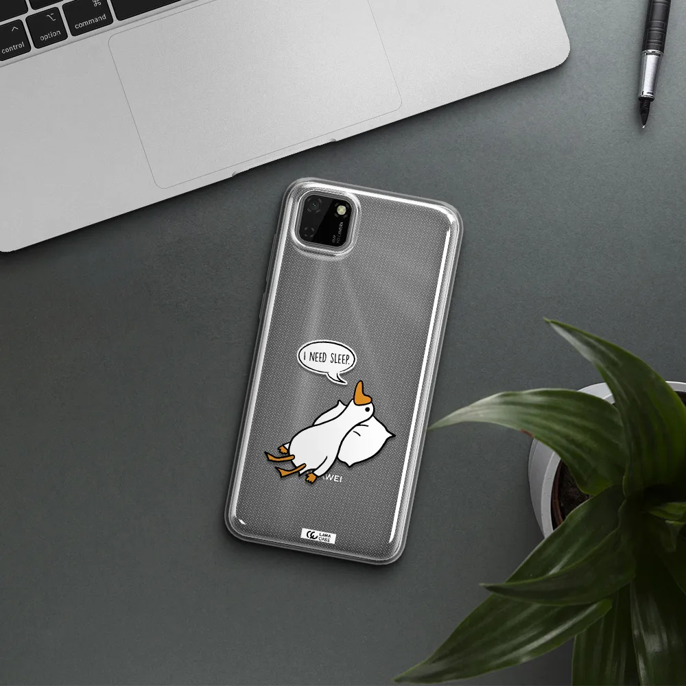 a cartoon of a duck with a pillow Huawei Honor 9S Clear TPU Case