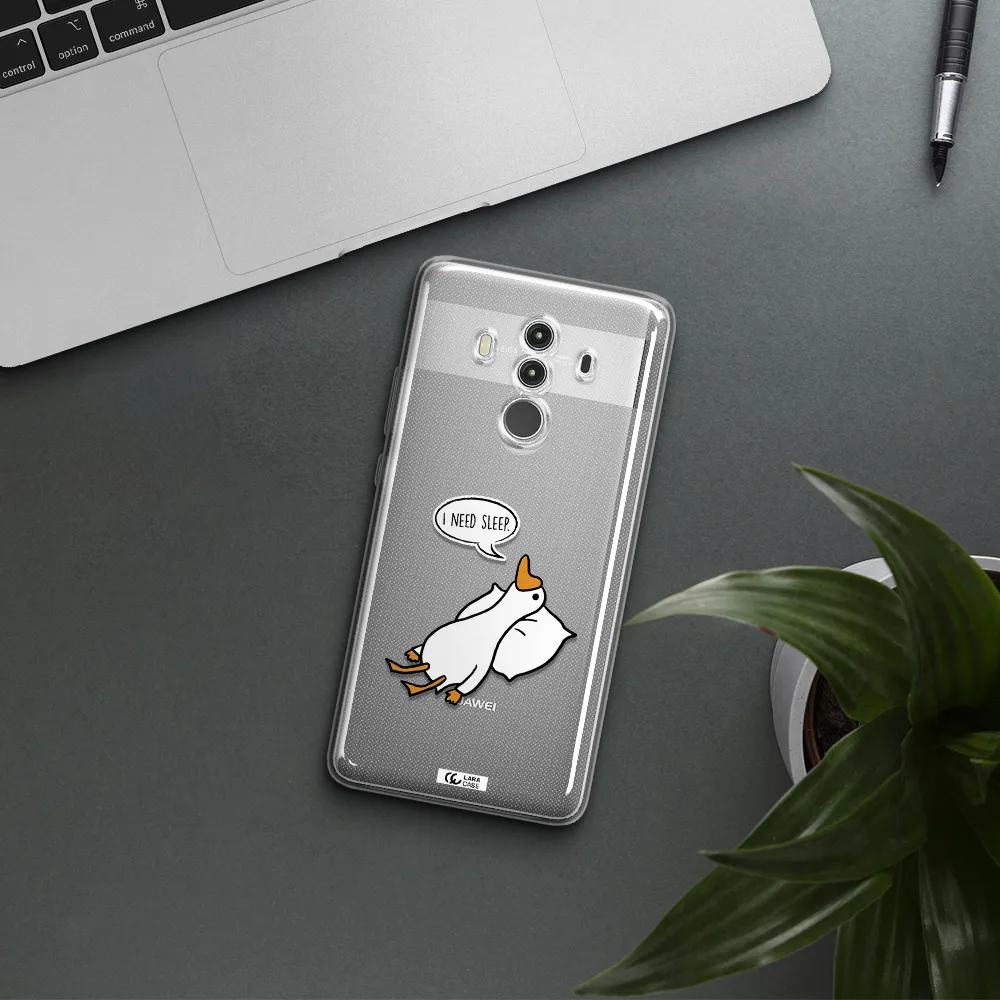 a cartoon of a duck with a pillow Huawei Mate 10 Clear TPU Case