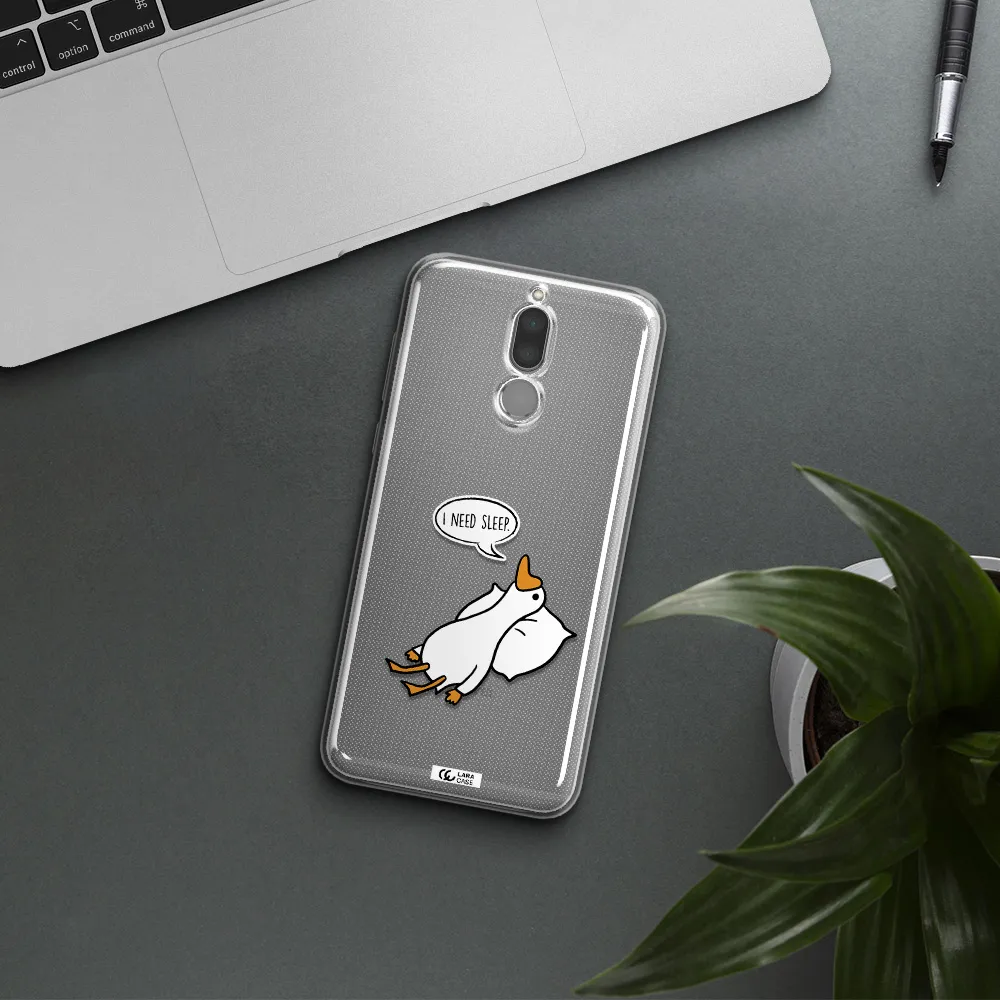 a cartoon of a duck with a pillow Huawei Mate 10 Lite Clear TPU Case