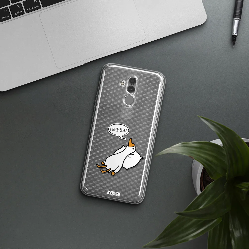 a cartoon of a duck with a pillow Huawei Mate 20 Lite Clear TPU Case