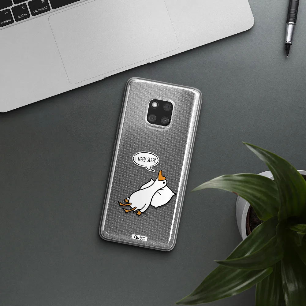 a cartoon of a duck with a pillow Huawei Mate 20 Pro Clear TPU Case