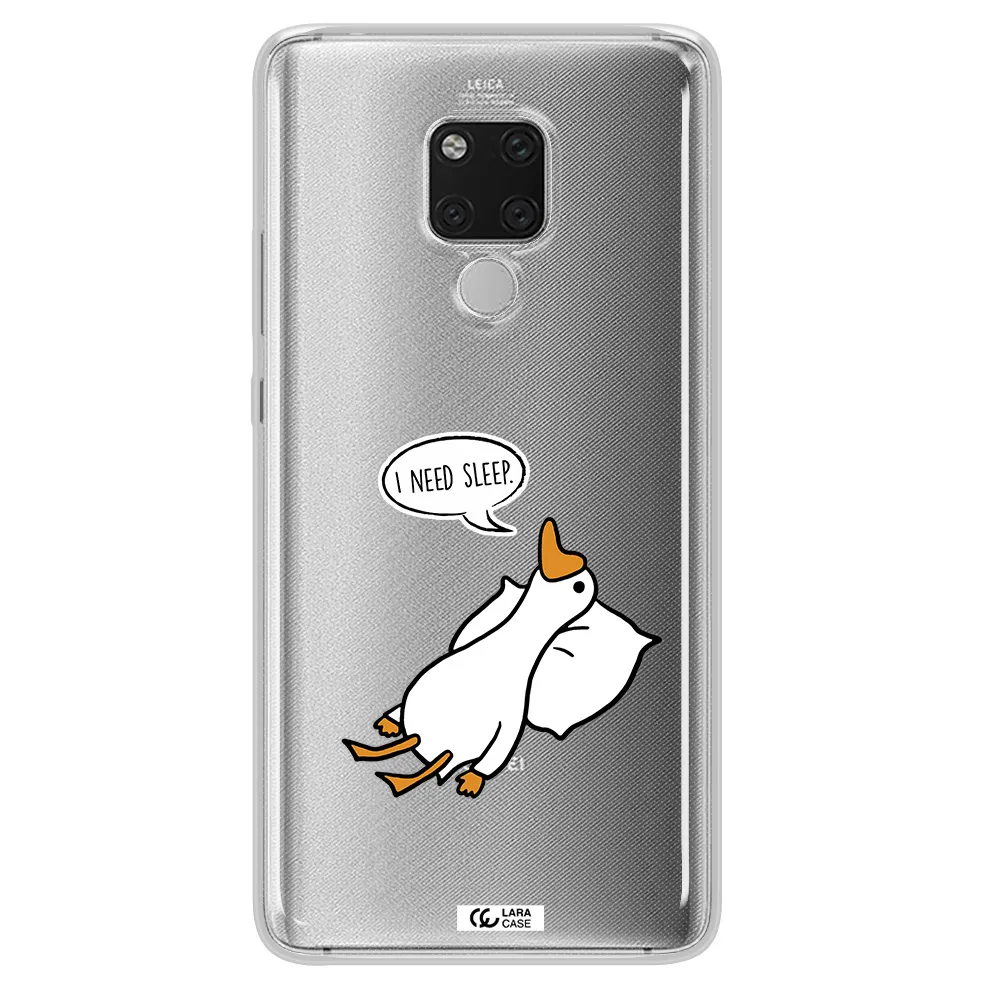 a cartoon of a duck with a pillow Huawei Mate 20X Clear TPU Case