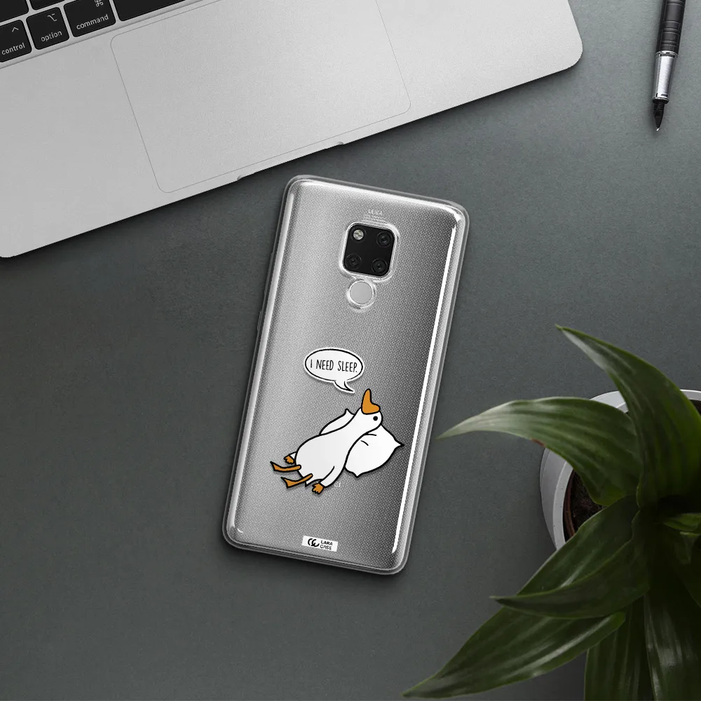a cartoon of a duck with a pillow Huawei Mate 20X Clear TPU Case