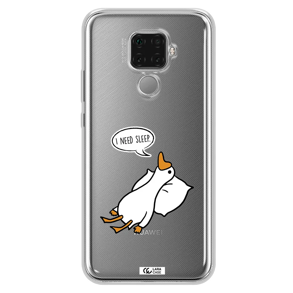 a cartoon of a duck with a pillow Huawei Mate 30 Lite Clear TPU Case