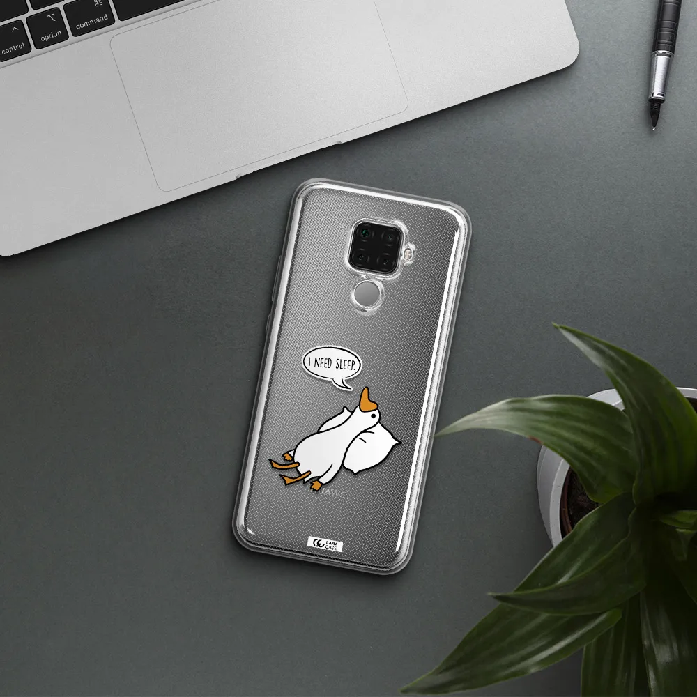 a cartoon of a duck with a pillow Huawei Mate 30 Lite Clear TPU Case