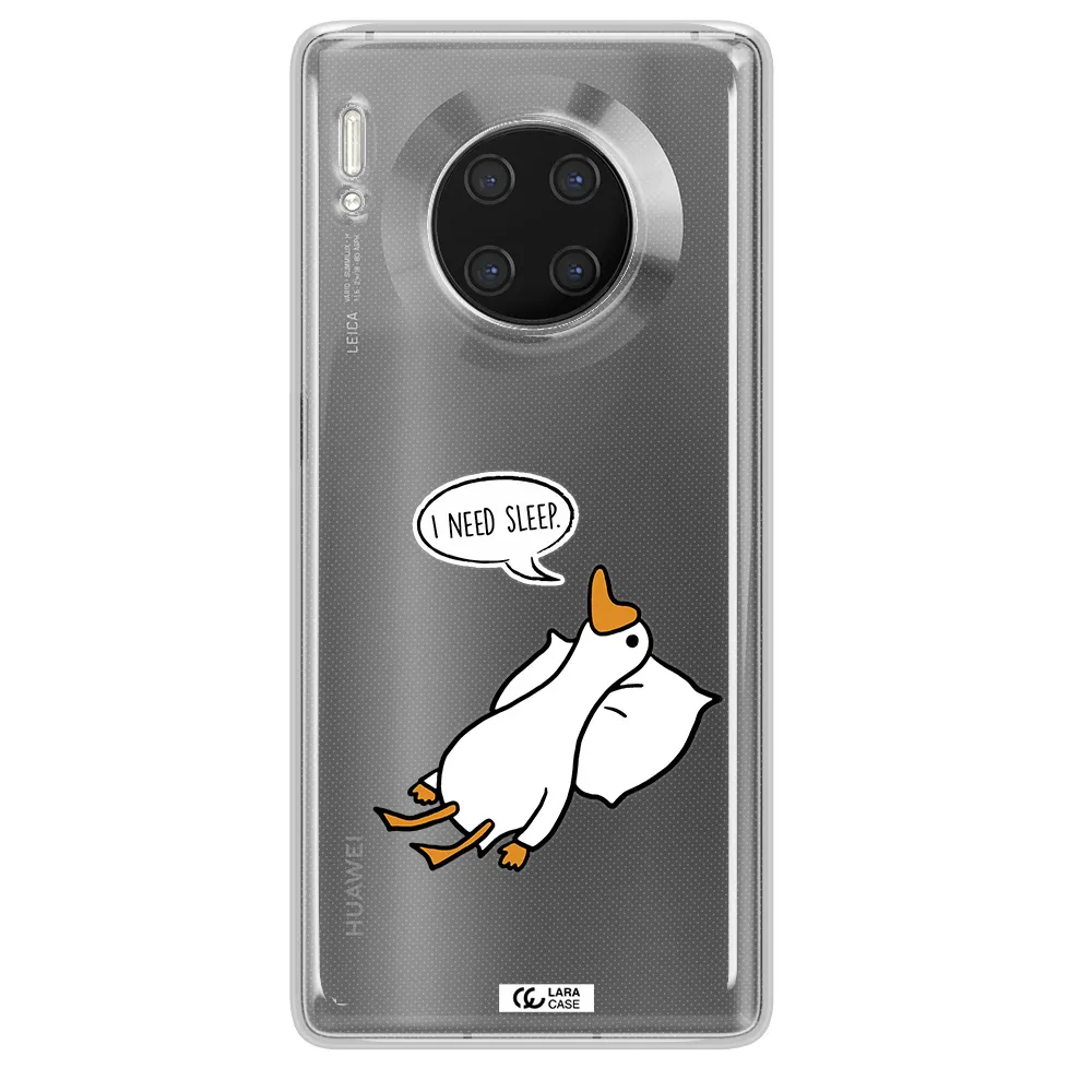 a cartoon of a duck with a pillow Huawei Mate 30 Pro Clear TPU Case