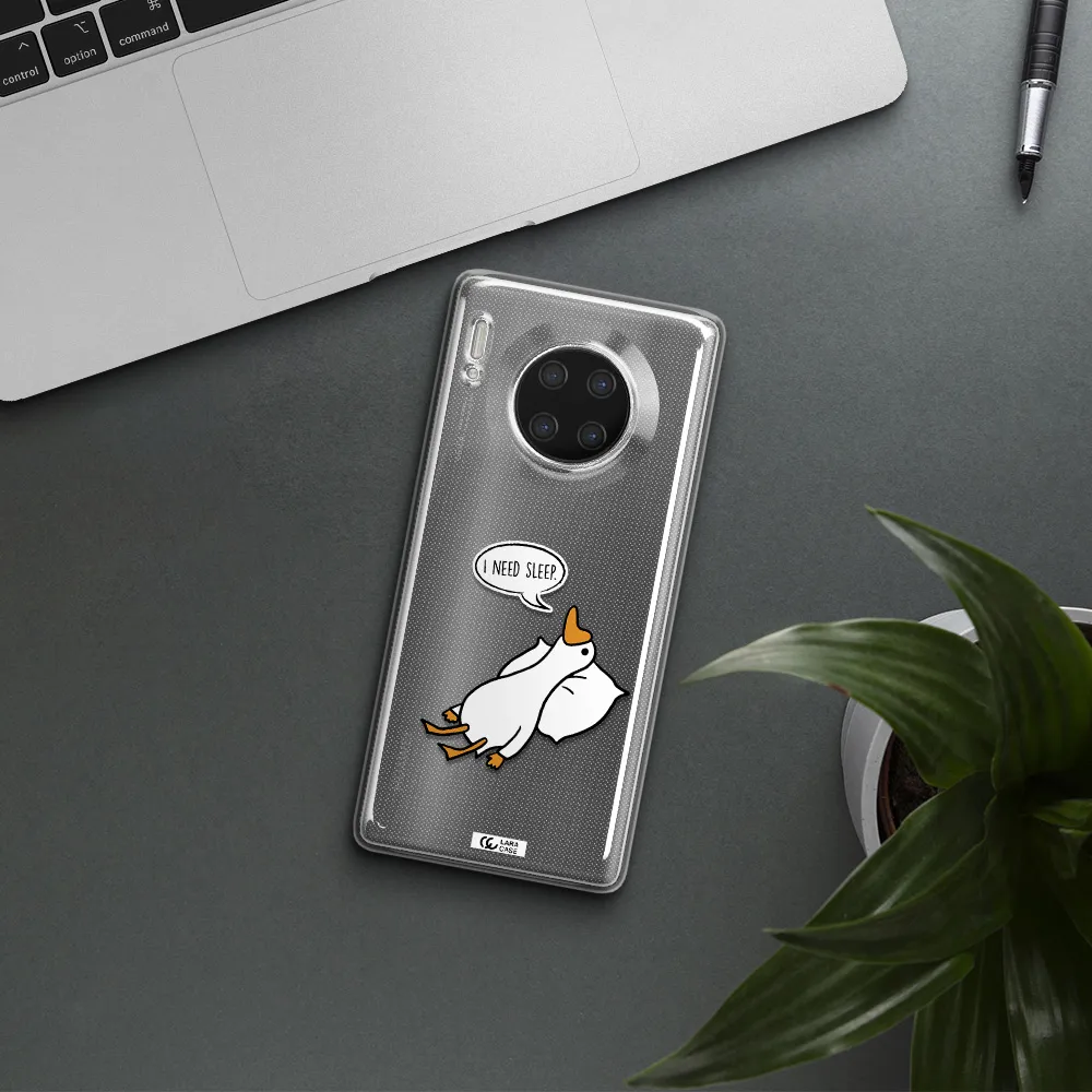 a cartoon of a duck with a pillow Huawei Mate 30 Pro Clear TPU Case