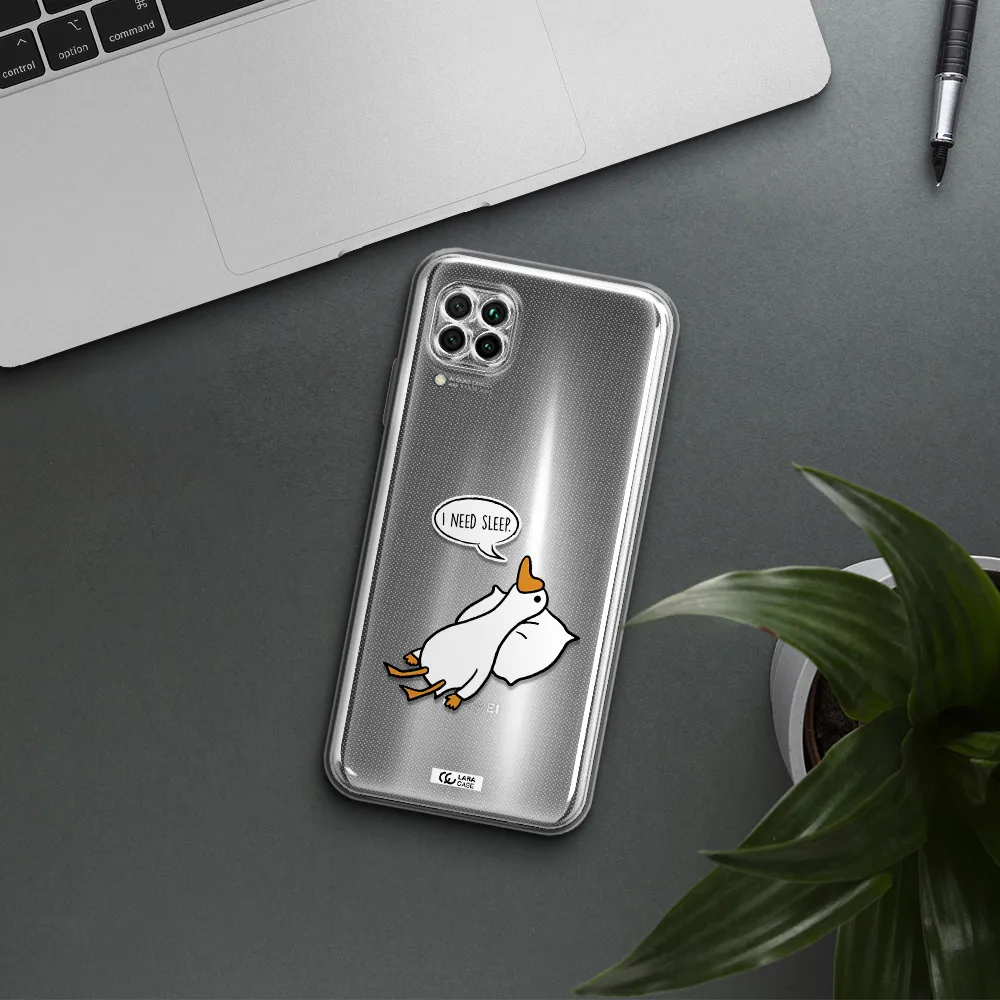 A Cartoon Of A Duck With A Pillow Huawei Nova 7I Clear Tpu Case