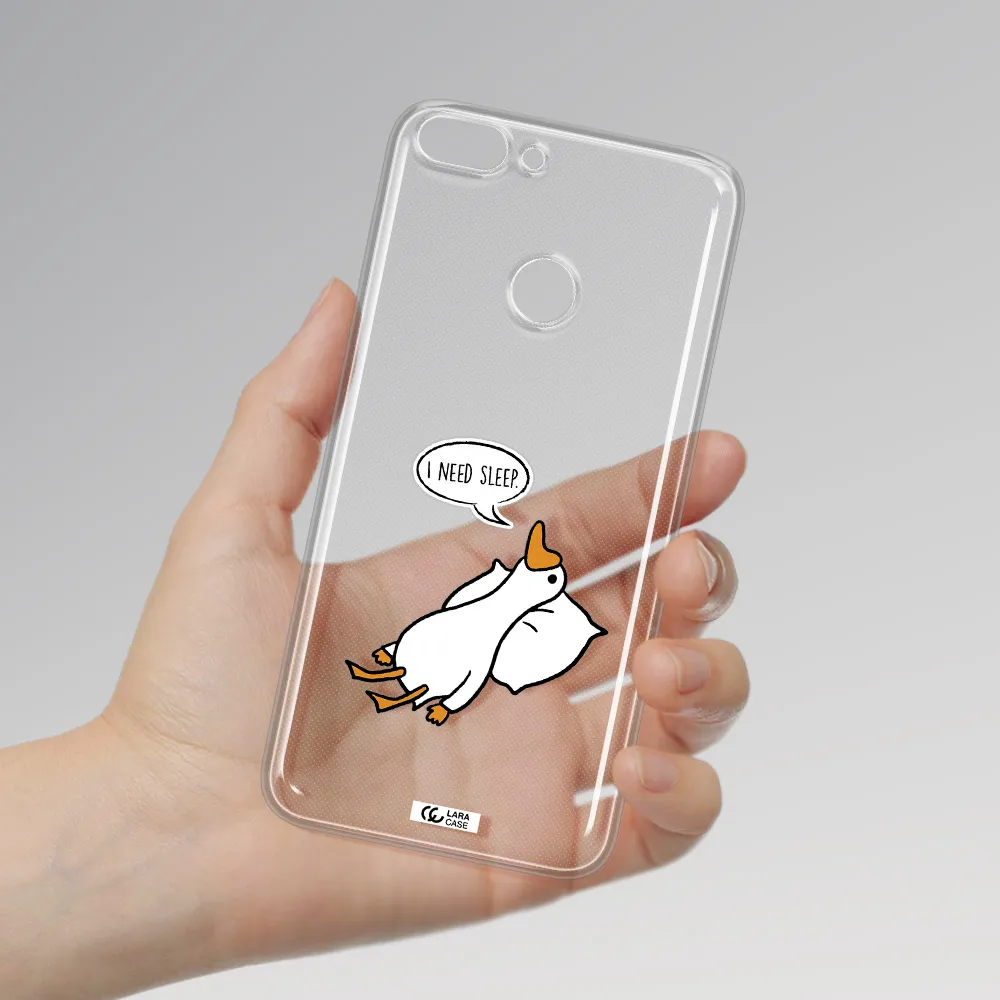 a cartoon of a duck with a pillow Huawei P Smart 2017 Clear TPU Case