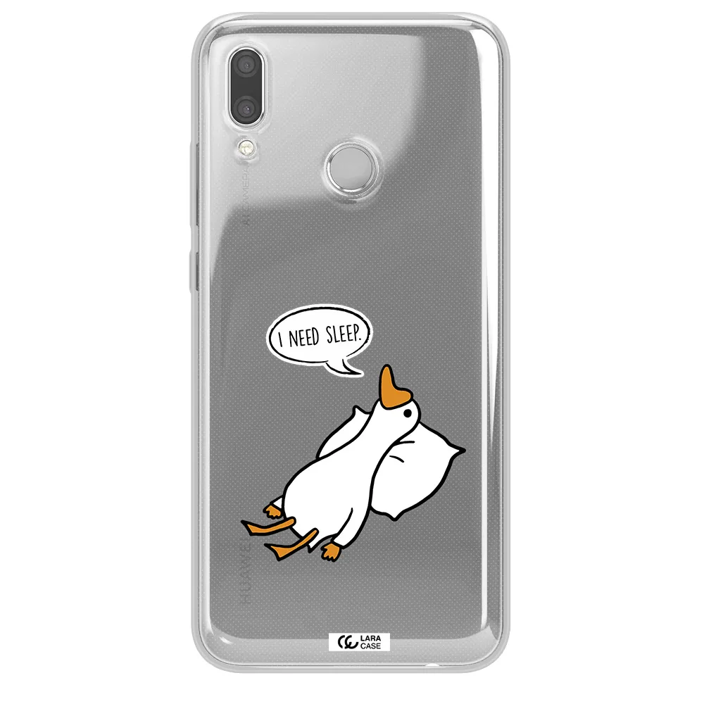 a cartoon of a duck with a pillow Huawei P Smart 2019 Clear TPU Case