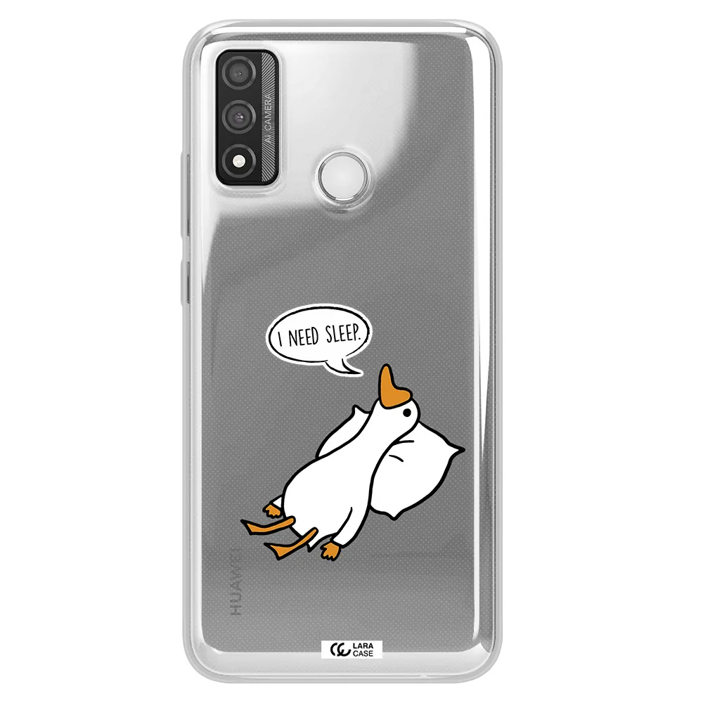 a cartoon of a duck with a pillow Huawei P Smart 2020 Clear TPU Case