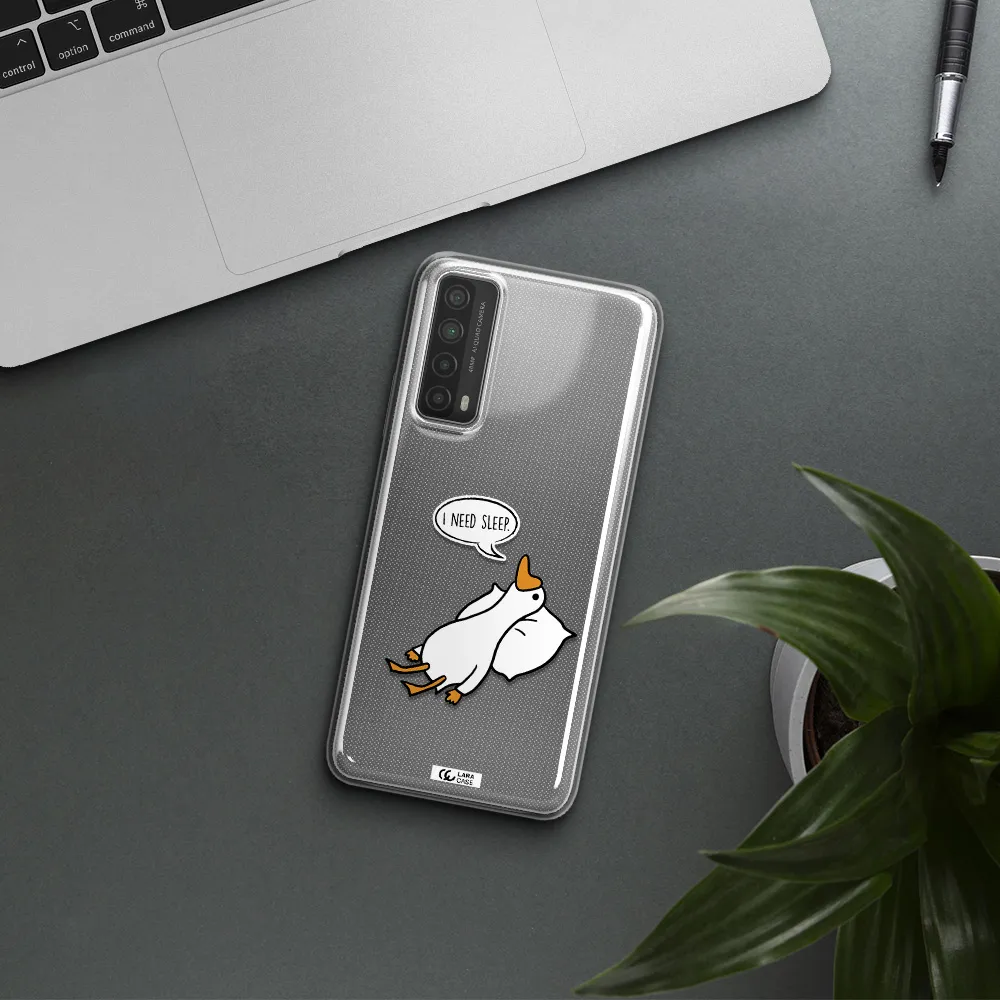 a cartoon of a duck with a pillow Huawei P Smart 2021 Clear TPU Case