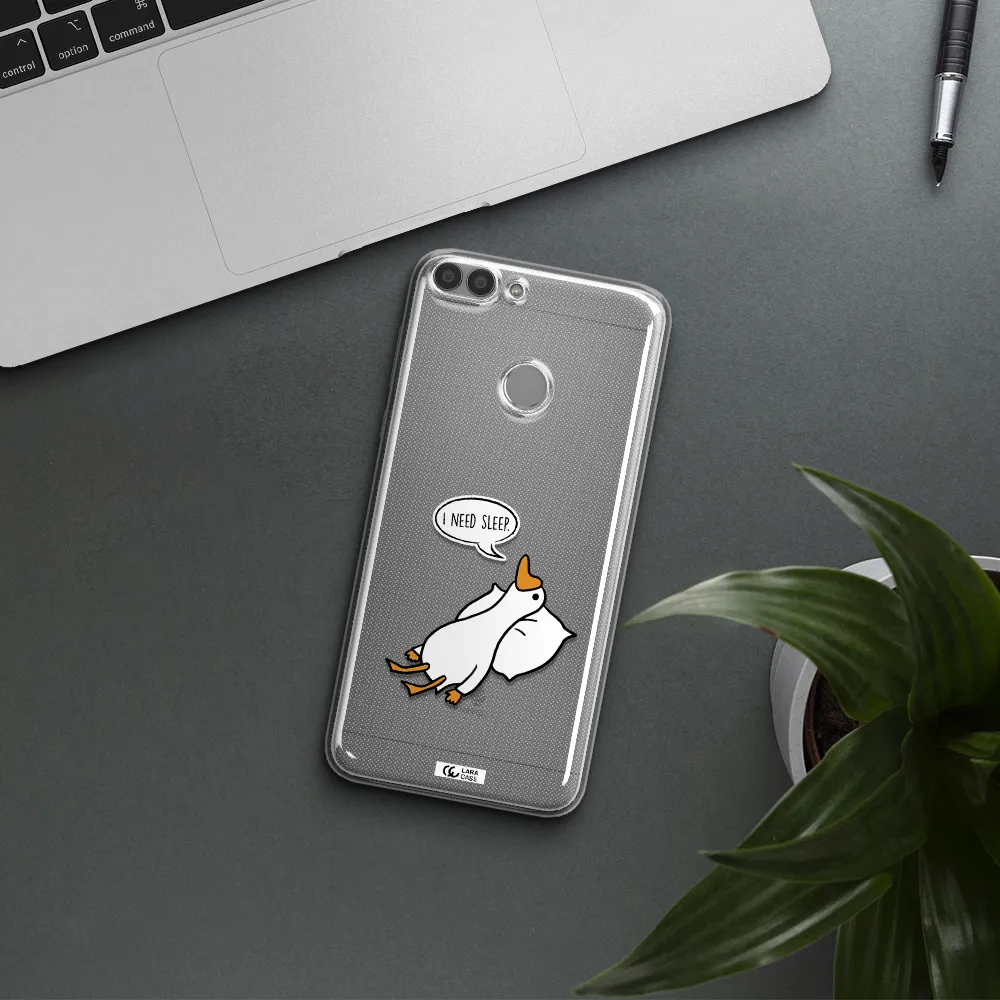 a cartoon of a duck with a pillow Huawei P Smart Clear TPU Case